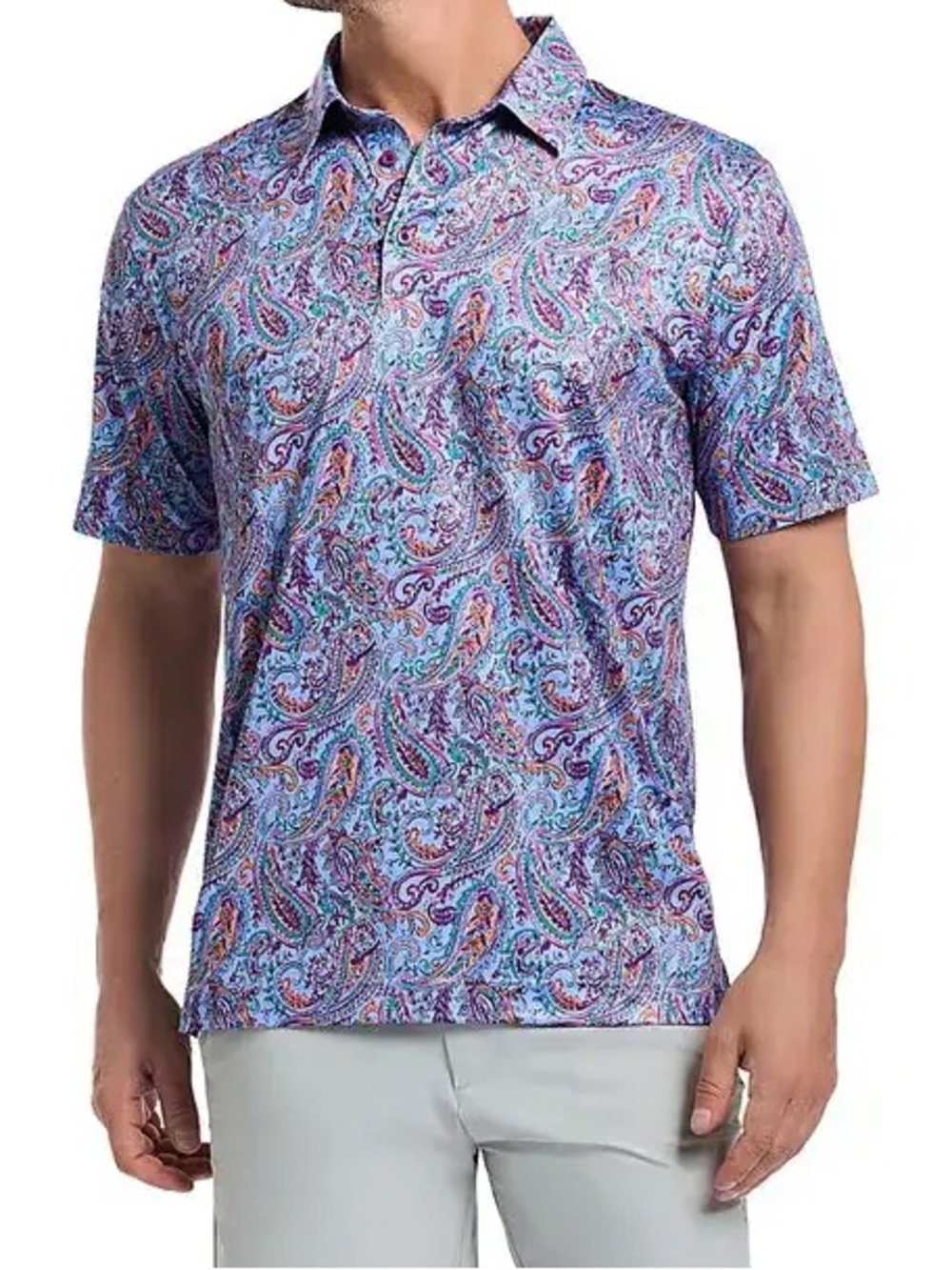 ROBERT GRAHAM men’s Clubhouse Matos Paisley Print Knit Performance Polo Classic